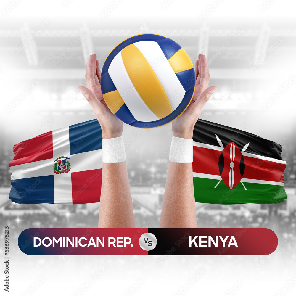 Dominican Republic vs Kenya national teams volleyball volley ball match competition concept.