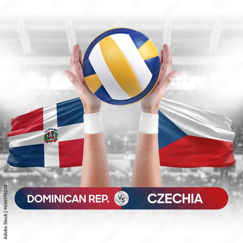 Dominican Republic vs Czechia national teams volleyball volley ball match competition concept.
