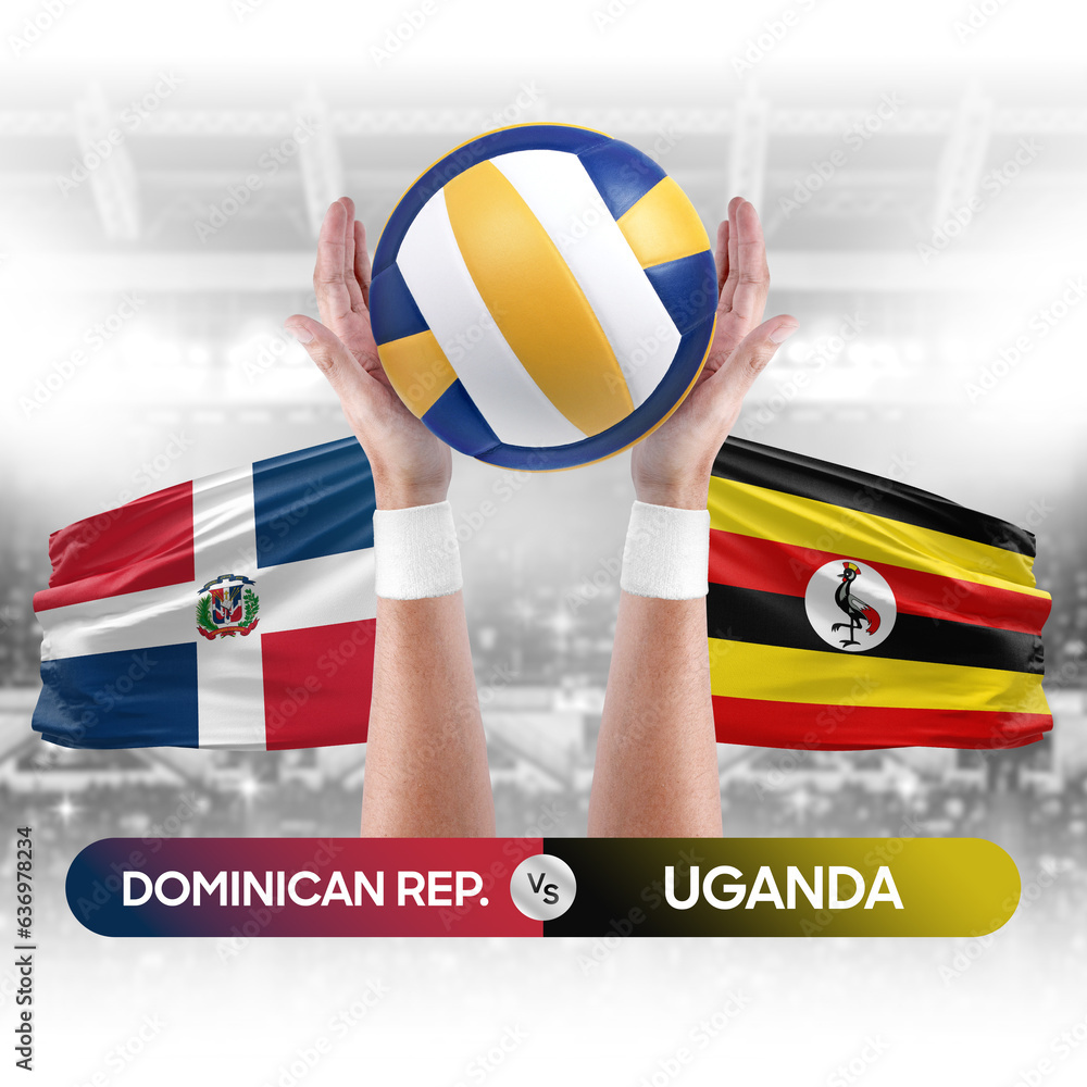 Dominican Republic vs Uganda national teams volleyball volley ball match competition concept.
