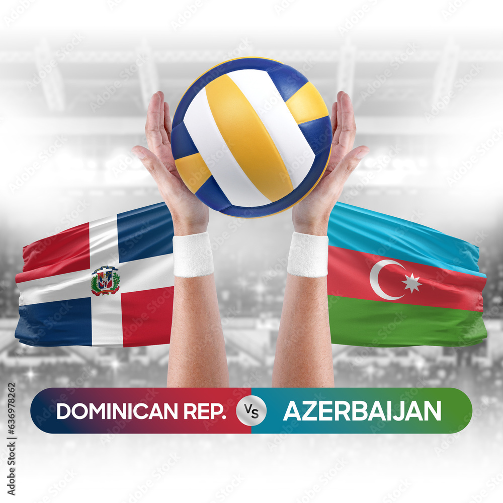Dominican Republic vs Azerbaijan national teams volleyball volley ball match competition concept.
