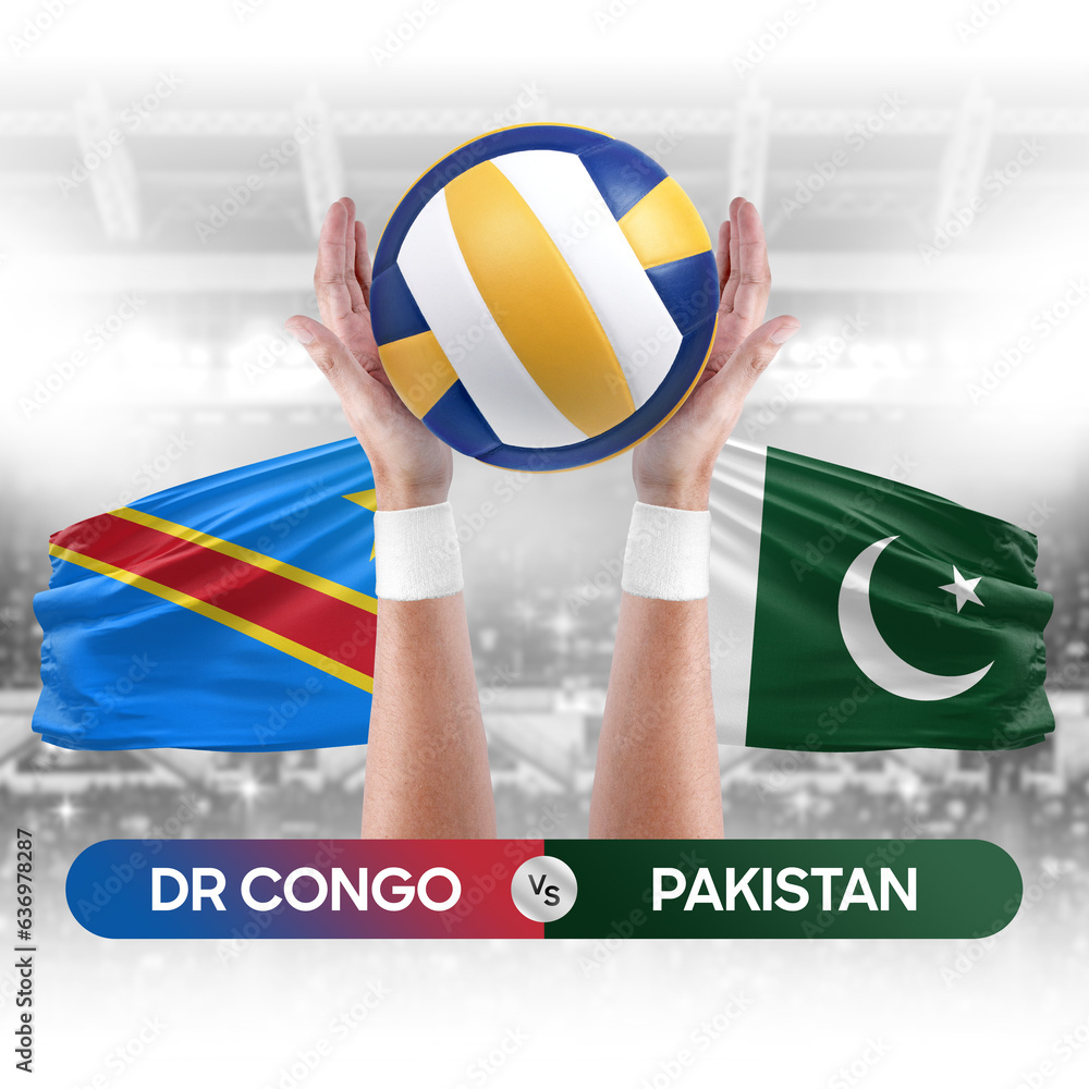Dr Congo vs Pakistan national teams volleyball volley ball match competition concept.