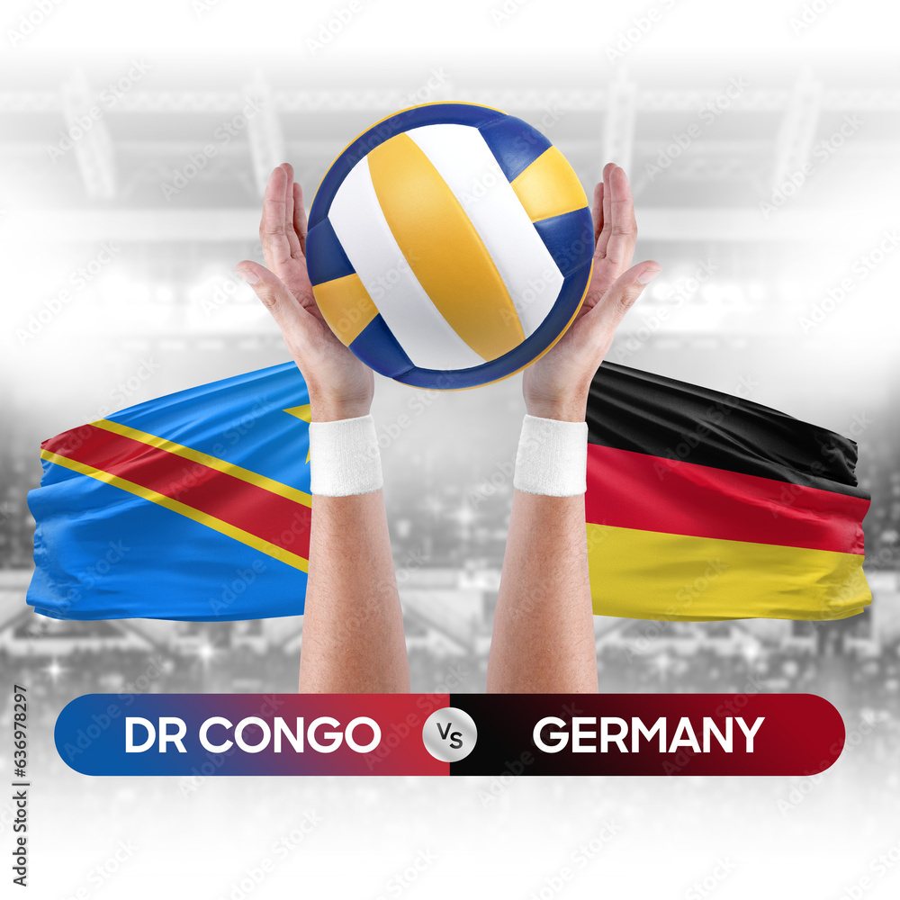 Dr Congo vs Germany national teams volleyball volley ball match competition concept.