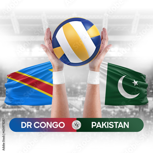 Dr Congo vs Pakistan national teams volleyball volley ball match competition concept.