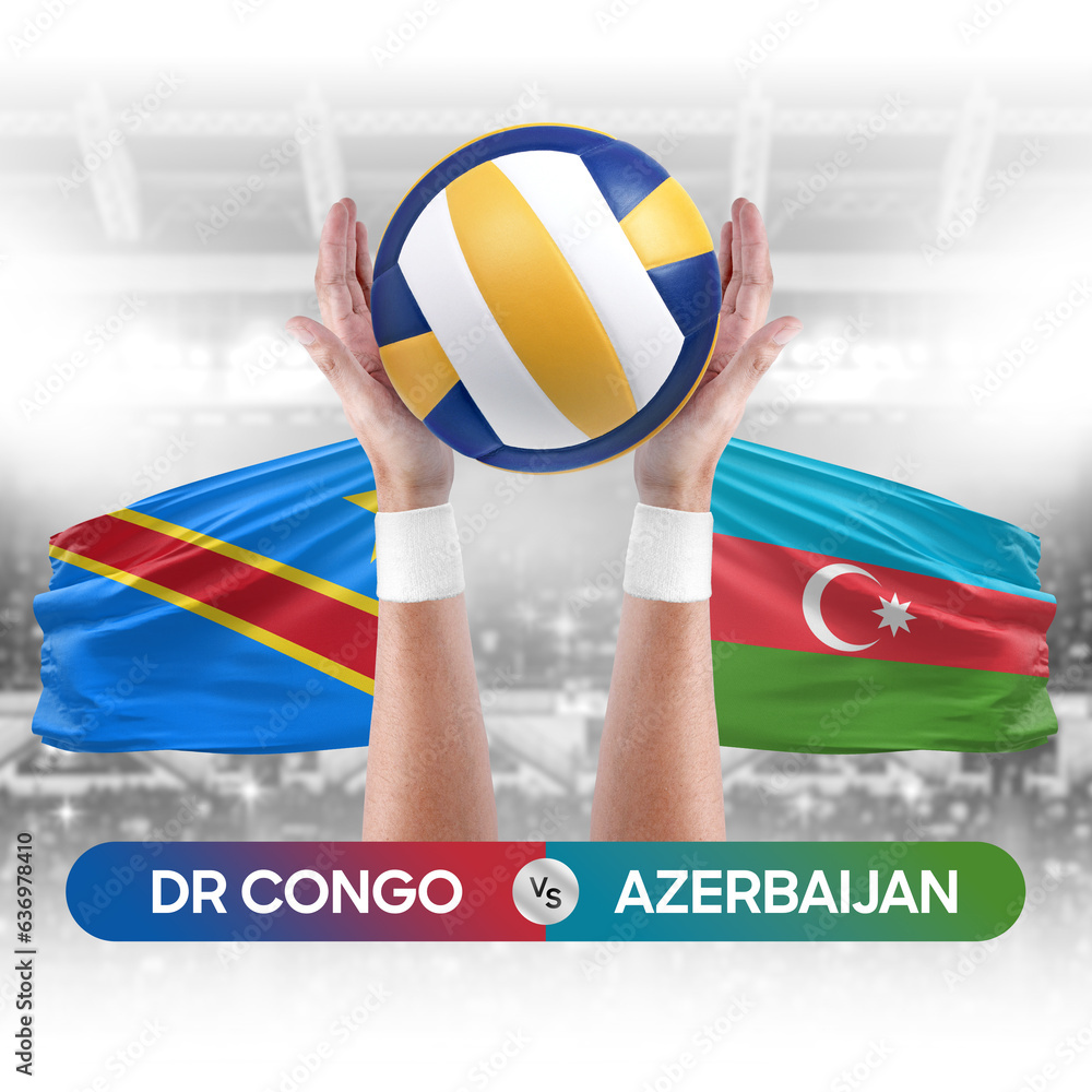 Dr Congo vs Azerbaijan national teams volleyball volley ball match competition concept.