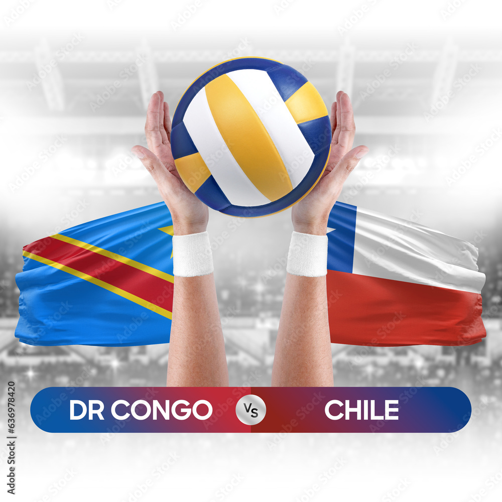 Dr Congo vs Chile national teams volleyball volley ball match competition concept.