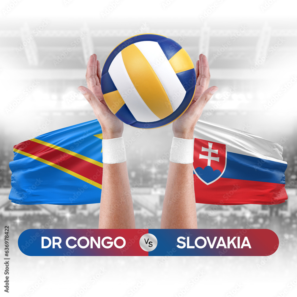 Dr Congo vs Slovakia national teams volleyball volley ball match competition concept.