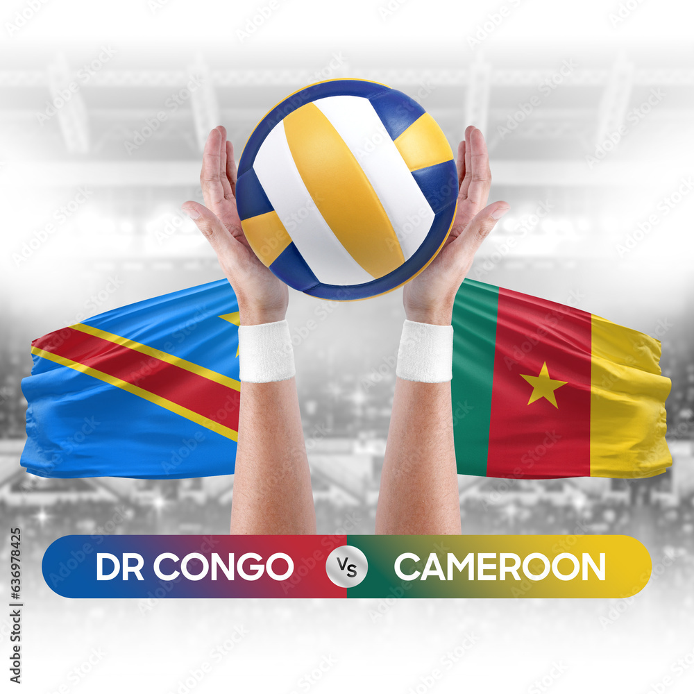 Dr Congo vs Cameroon national teams volleyball volley ball match competition concept.