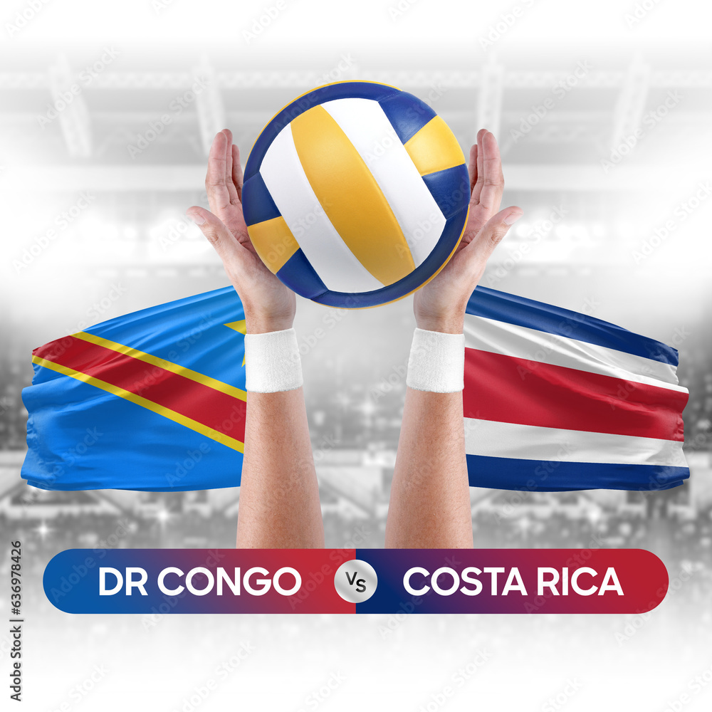 Dr Congo vs Costa Rica national teams volleyball volley ball match competition concept.