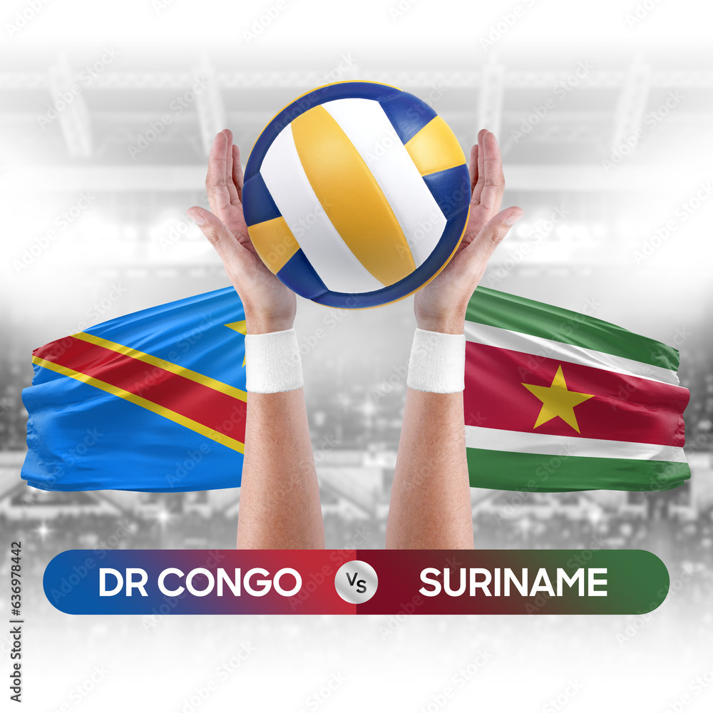 Dr Congo vs Suriname national teams volleyball volley ball match competition concept.