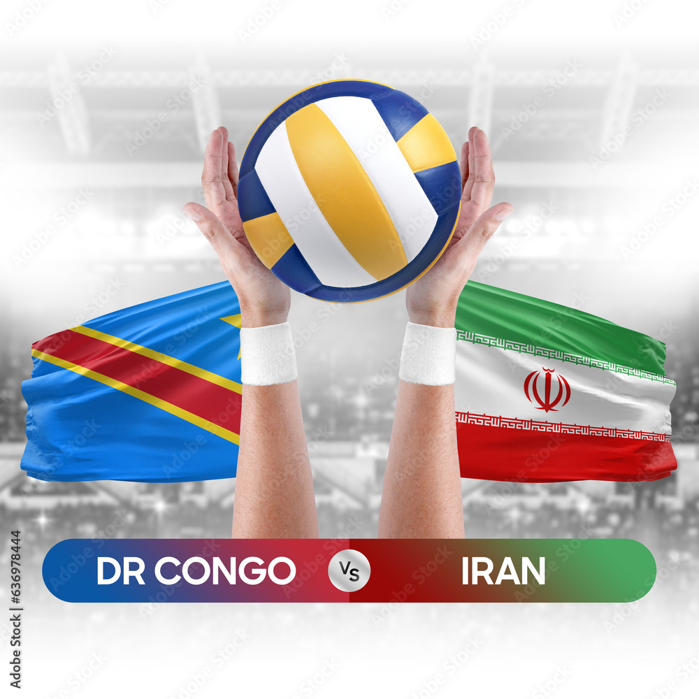 Dr Congo vs Iran national teams volleyball volley ball match competition concept.