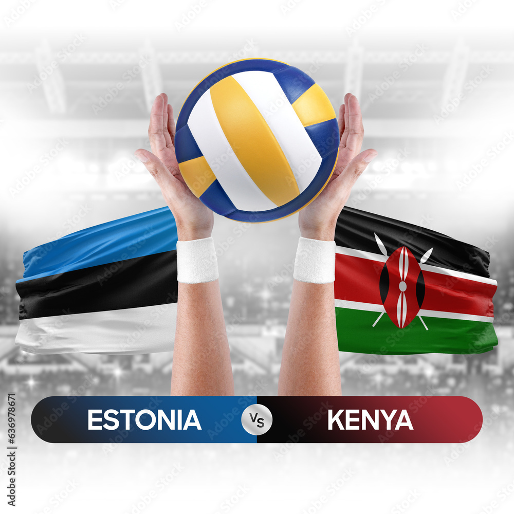 Estonia vs Kenya national teams volleyball volley ball match competition concept.