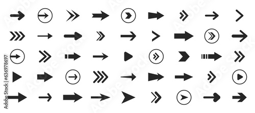 Arrows black set icon. Arrow vector icon. Collection different arrows. Cursor icons. Arrows for web design, interface and apps. Vector illustration.
