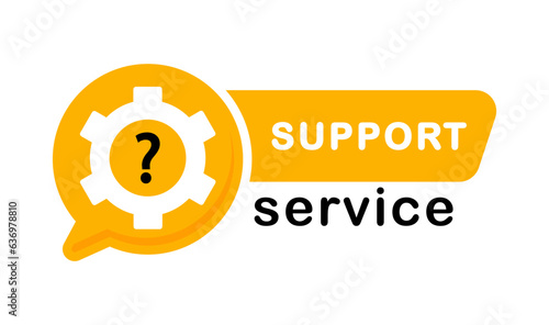Support Service badge. Help chat, customer service, hotline and call center. Vector icon.