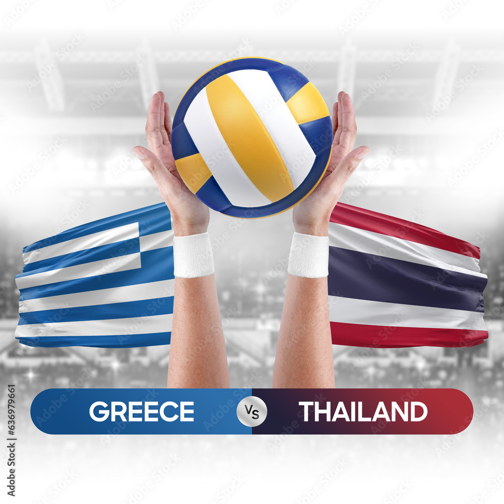 Greece vs Thailand national teams volleyball volley ball match competition concept.