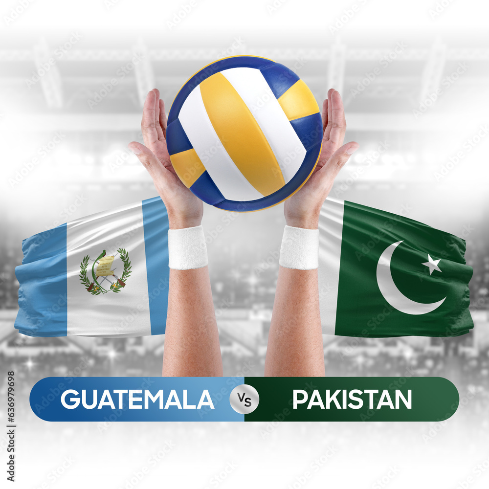 Guatemala vs Pakistan national teams volleyball volley ball match competition concept.