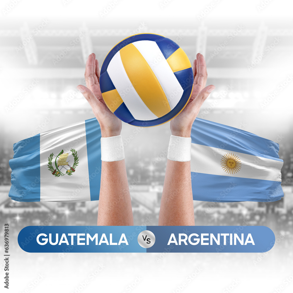 Guatemala vs Argentina national teams volleyball volley ball match competition concept.