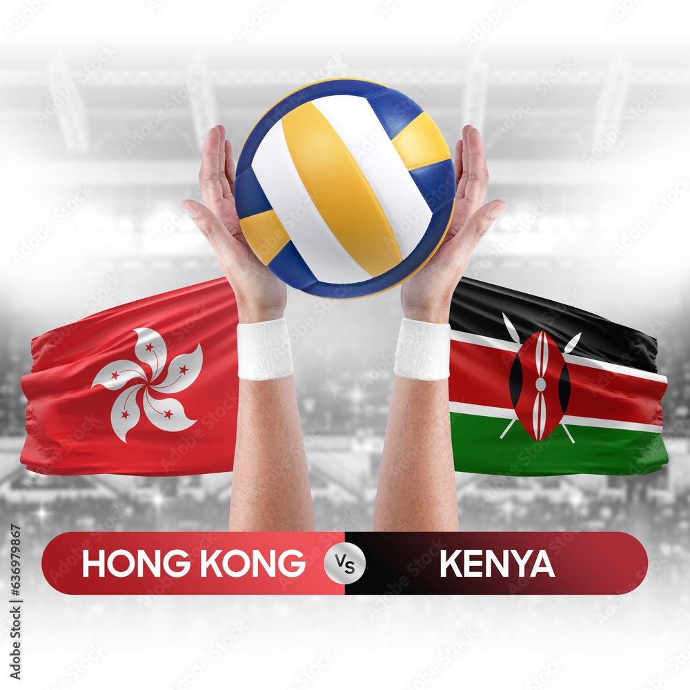 Hong Kong vs Kenya national teams volleyball volley ball match competition concept.