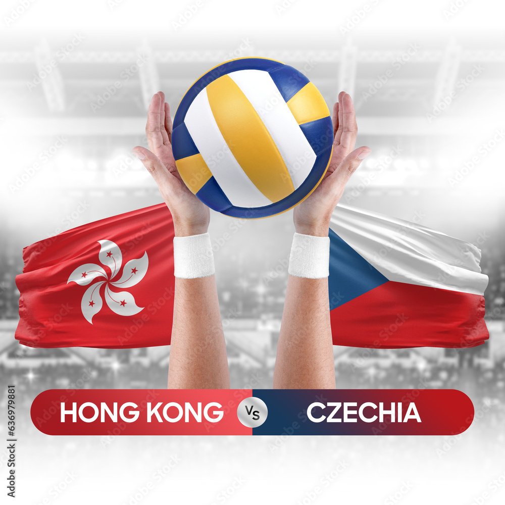 Hong Kong vs Czechia national teams volleyball volley ball match competition concept.