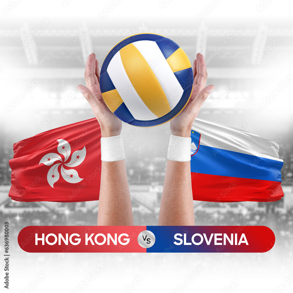 Hong Kong vs Slovenia national teams volleyball volley ball match competition concept.