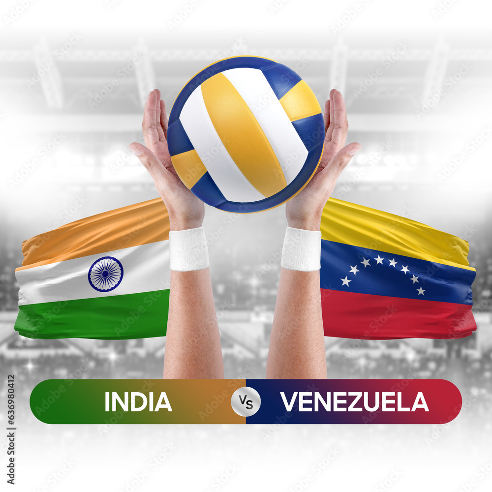 India vs Venezuela national teams volleyball volley ball match competition concept.