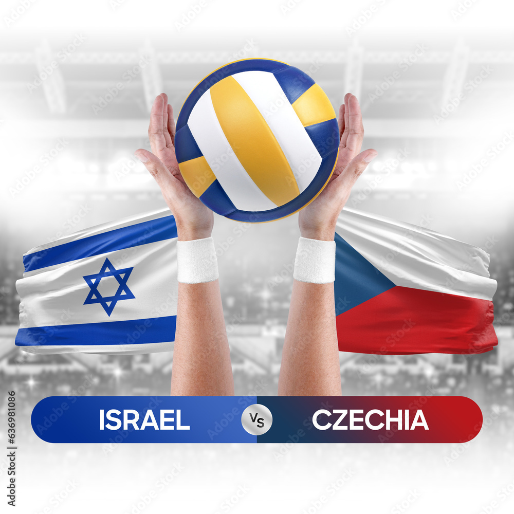 Israel vs Czechia national teams volleyball volley ball match competition concept.