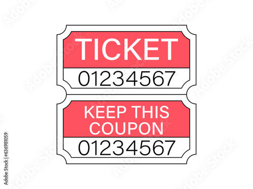 2 part raffle ticket template. Clipart image isolated on white background