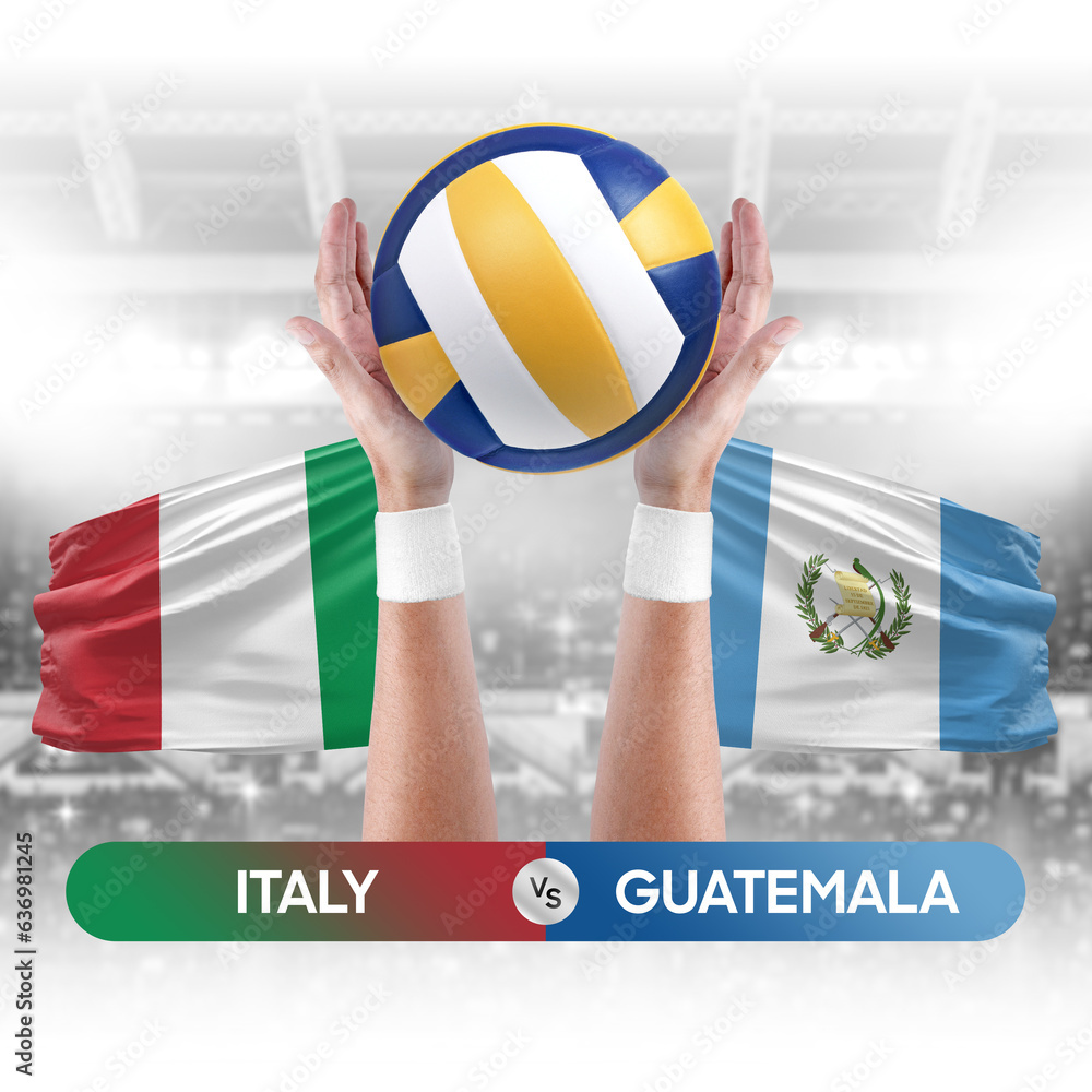 Italy vs Guatemala national teams volleyball volley ball match competition concept.