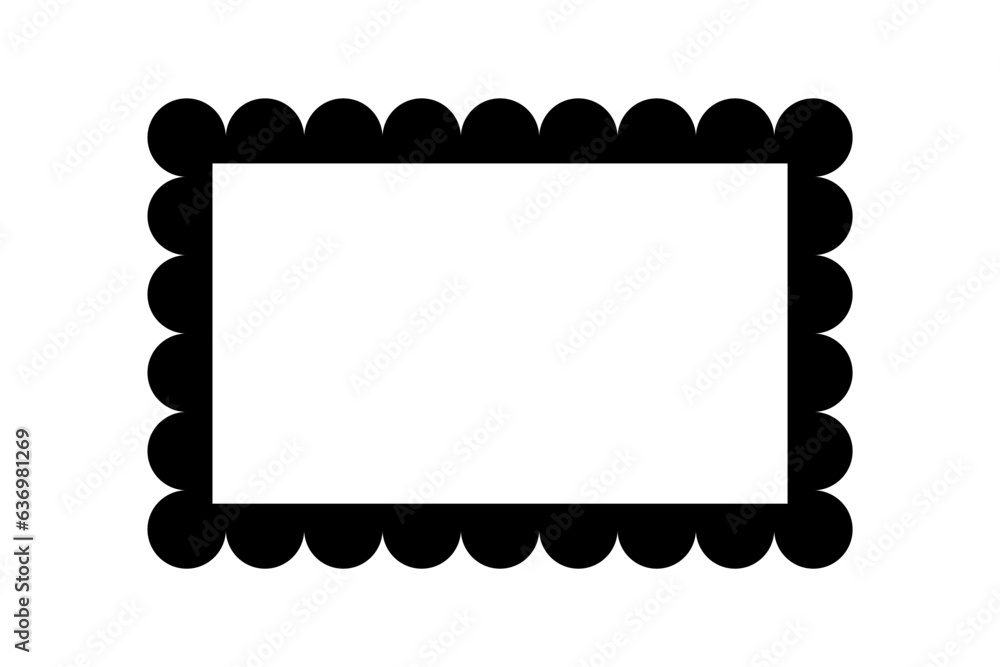 Scalloped rectangle frame. Clipart image isolated on white background