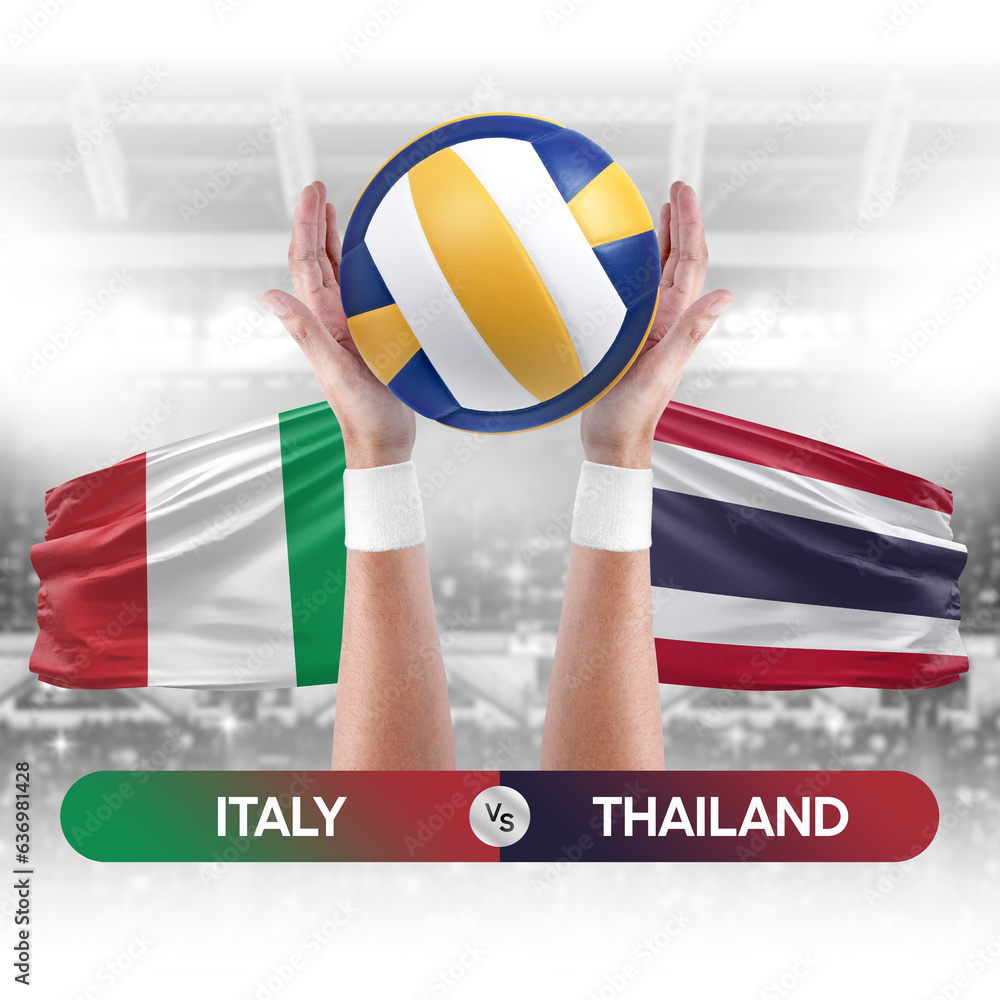 Italy vs Thailand national teams volleyball volley ball match competition concept.