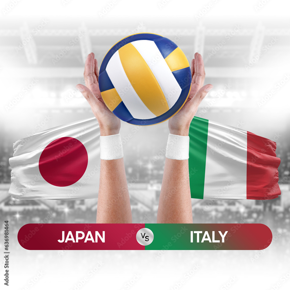 Japan vs Italy national teams volleyball volley ball match competition concept.