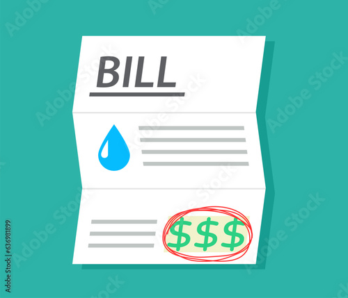 High Water Utility bill icon. Clipart image isolated on white background