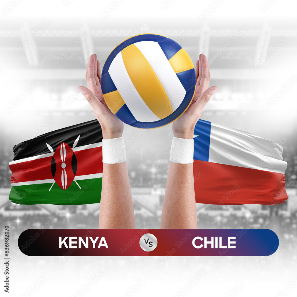 Kenya vs Chile national teams volleyball volley ball match competition concept.