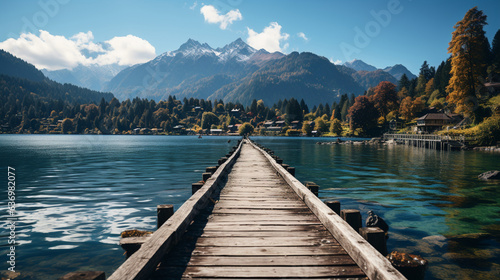 Steg zur Schönheit: Pier am See mit Bergpanorama © PhotoArtBC