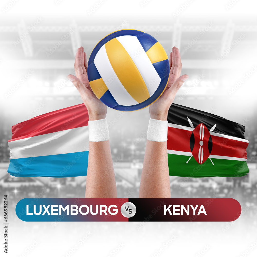 Luxembourg vs Kenya national teams volleyball volley ball match competition concept.