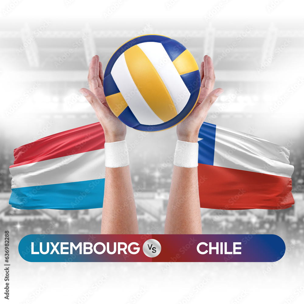Luxembourg vs Chile national teams volleyball volley ball match competition concept.