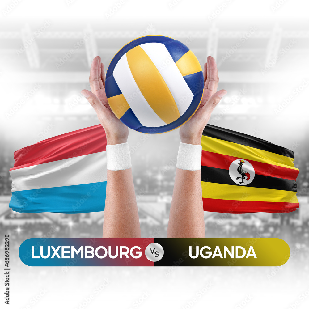 Luxembourg vs Uganda national teams volleyball volley ball match competition concept.
