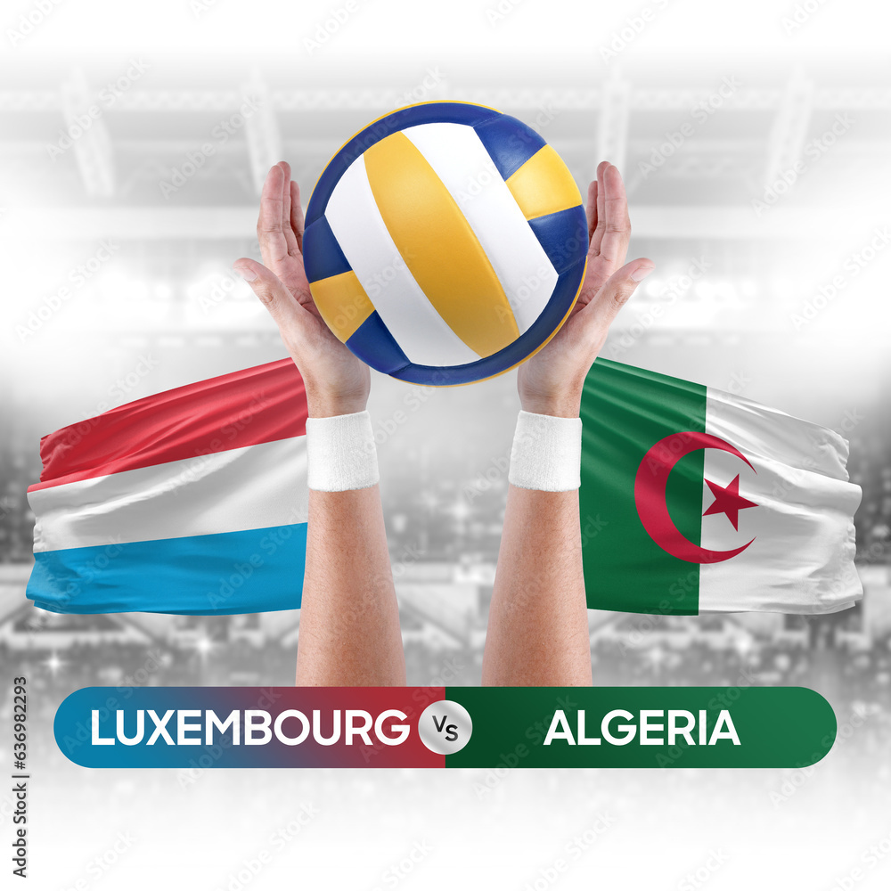 Luxembourg vs Algeria national teams volleyball volley ball match competition concept.