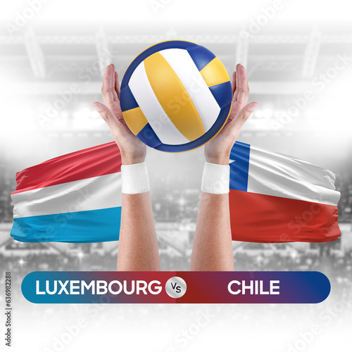 Luxembourg vs Chile national teams volleyball volley ball match competition concept.