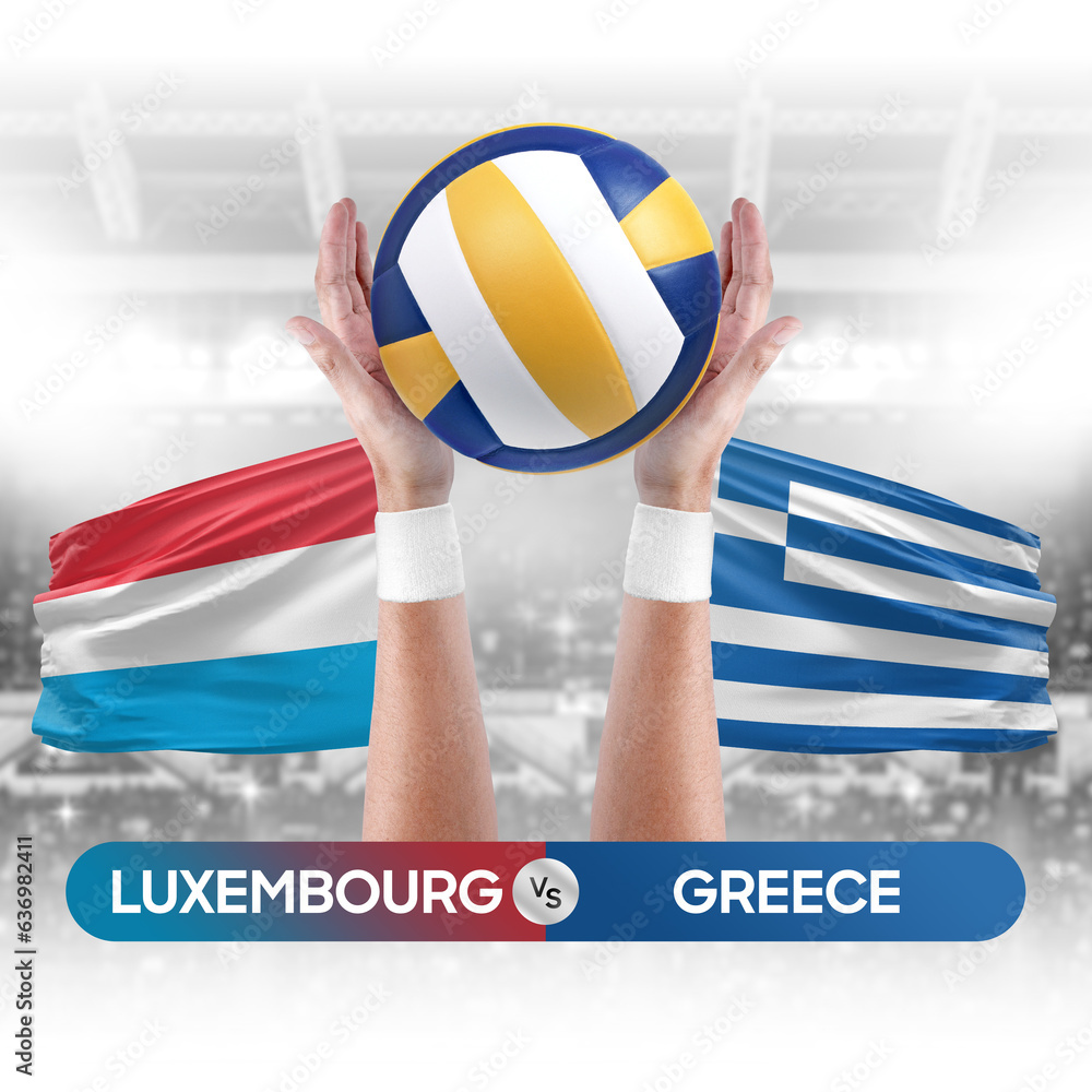 Luxembourg vs Greece national teams volleyball volley ball match competition concept.