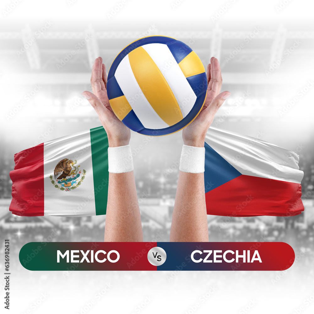 Mexico vs Czechia national teams volleyball volley ball match competition concept.
