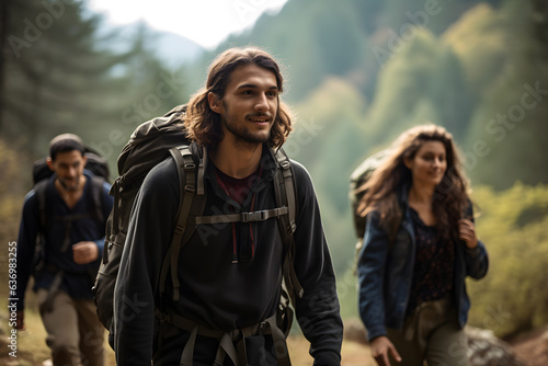 A group of friends hiking together