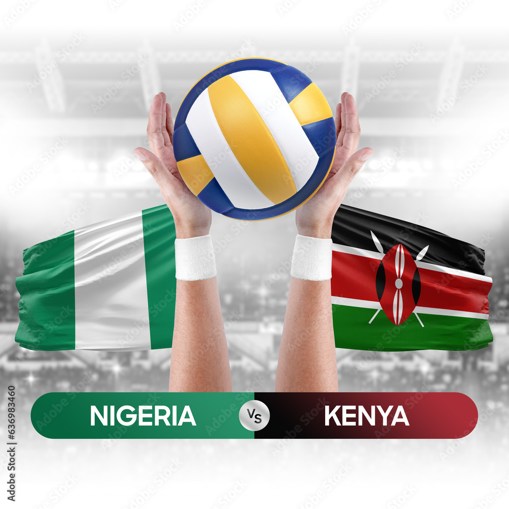 Nigeria vs Kenya national teams volleyball volley ball match competition concept.