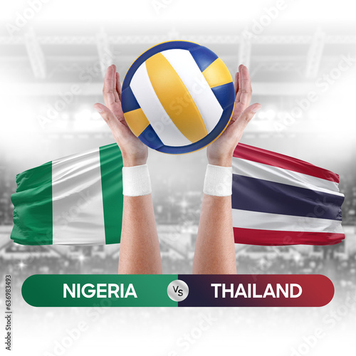Nigeria vs Thailand national teams volleyball volley ball match competition concept.