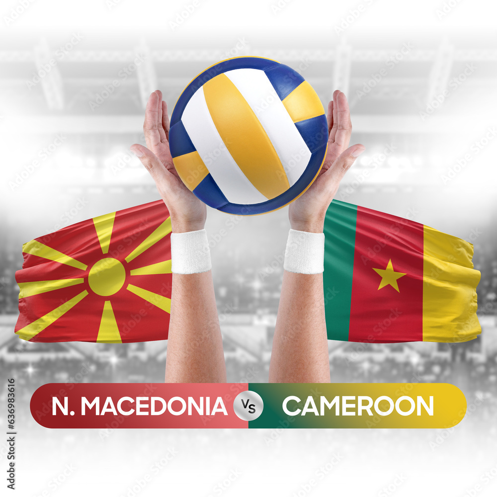 North Macedonia vs Cameroon national teams volleyball volley ball match competition concept.