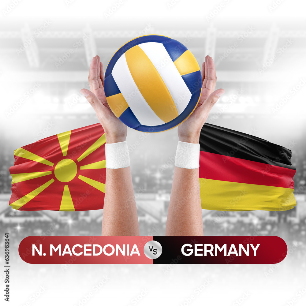 North Macedonia vs Germany national teams volleyball volley ball match competition concept.