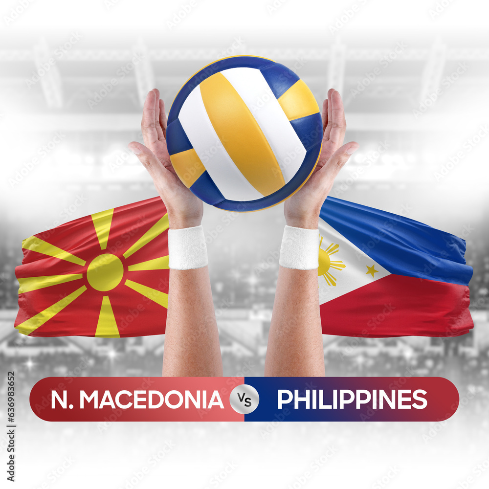 North Macedonia vs Philippines national teams volleyball volley ball match competition concept.