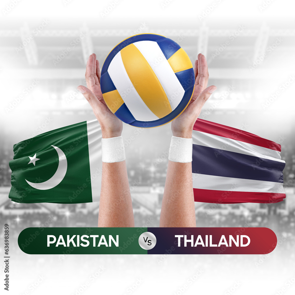 Pakistan vs Thailand national teams volleyball volley ball match competition concept.