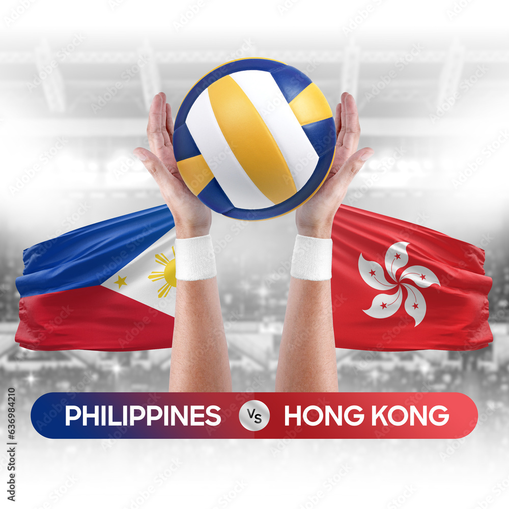 Philippines vs Hong Kong national teams volleyball volley ball match competition concept.