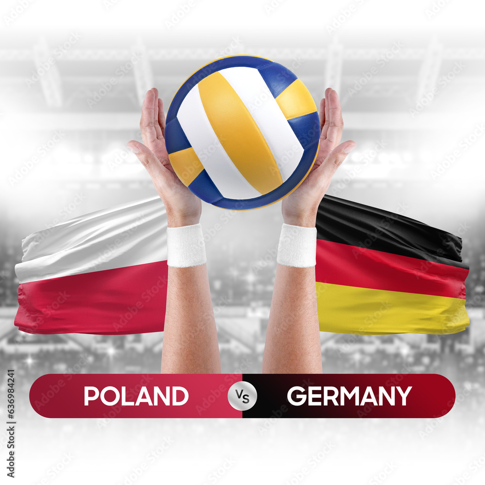 Poland vs Germany national teams volleyball volley ball match competition concept.