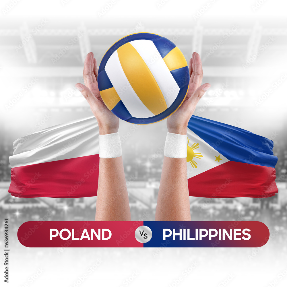 Poland vs Philippines national teams volleyball volley ball match competition concept.